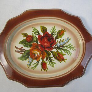 VTG 70s Ceramic Cottagecore Home Decor Byron Molds Floral Plaque